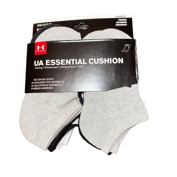 Women's Small 4-6 UNDER ARMOUR 6 Pairs Essentials Cushion Training No Show Socks - Picture 1 of 6
